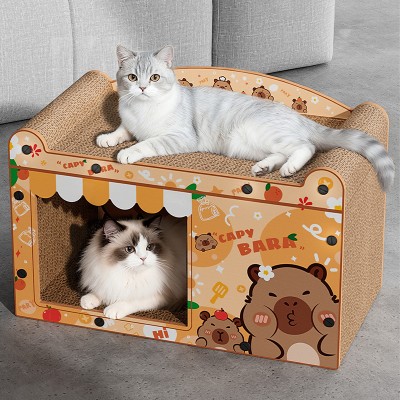 Integrated Cat Scratching Board and Cat Bed