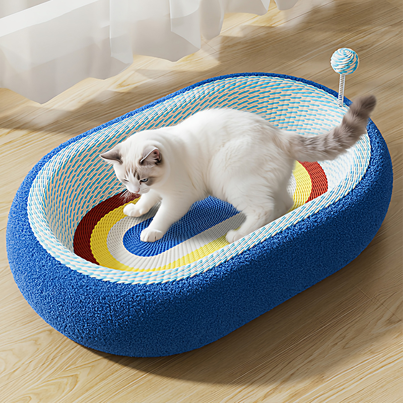 Colored Paper Woven Oval Cat Scratching Board