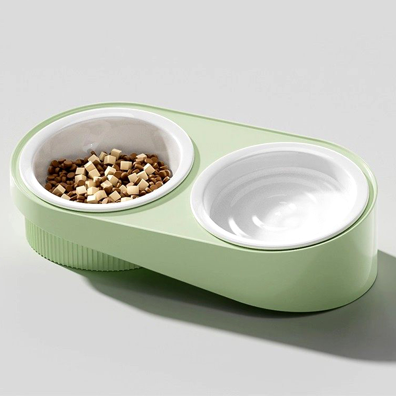 Elevated Neck Protecting Double Bowls for Pets