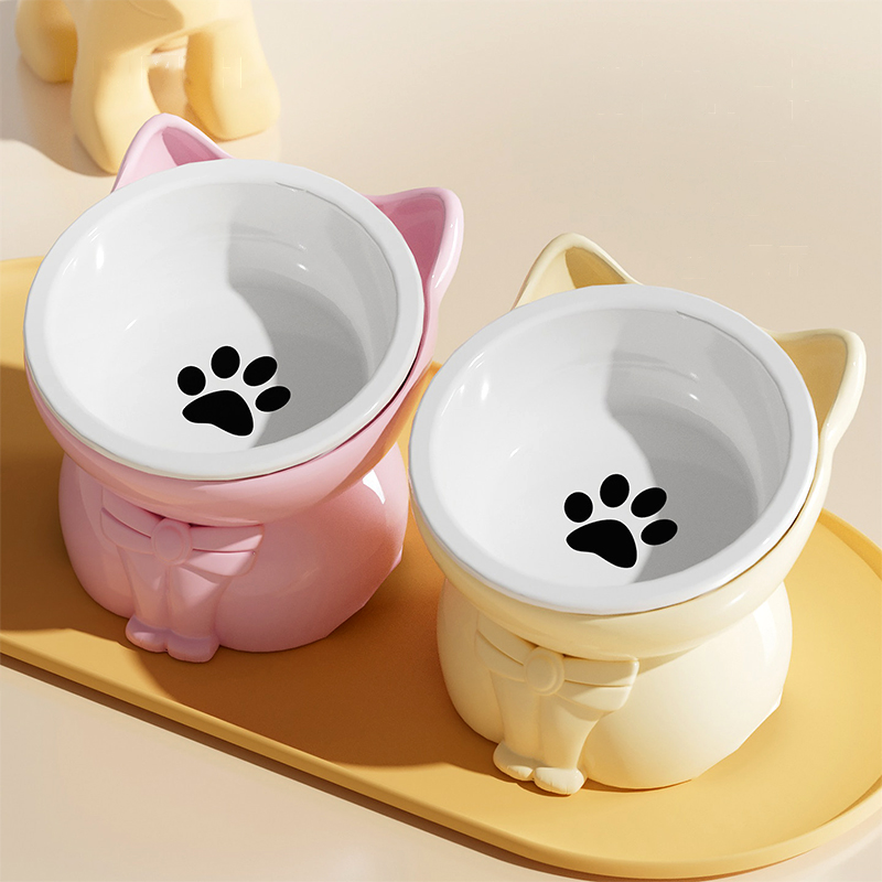 Ceramic Cat Bowl with Neck Support