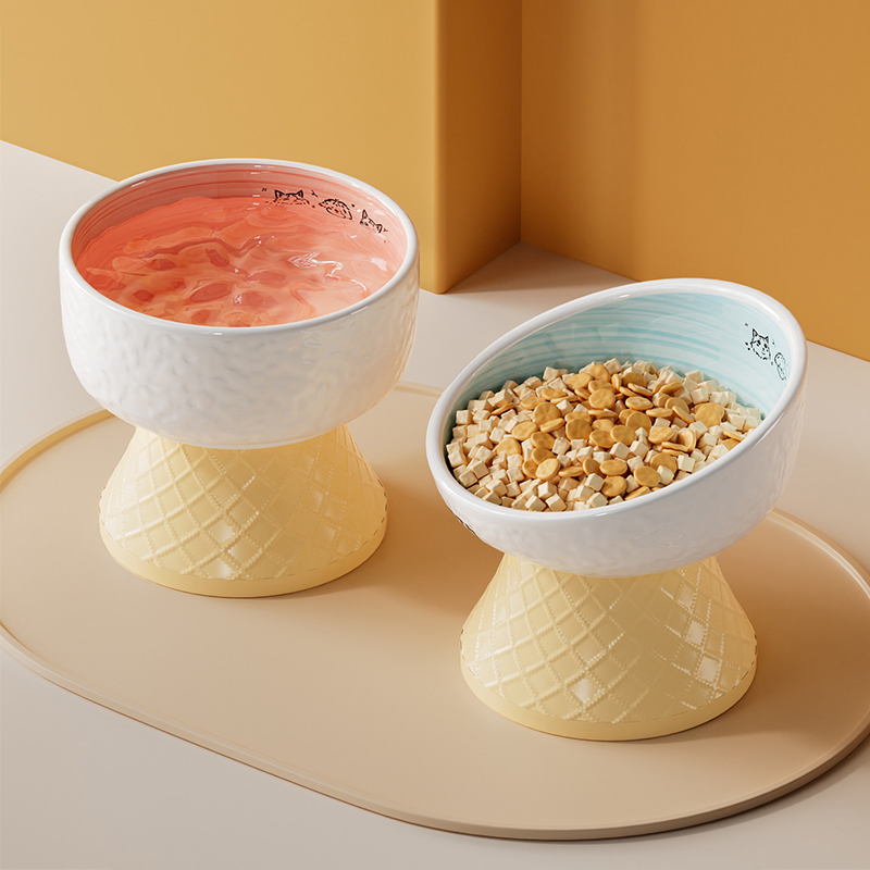Ceramic High Legged Pet Bowl
