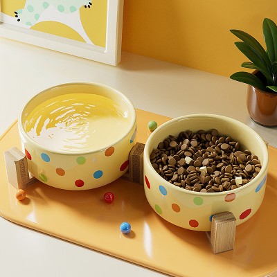 Colorful Polka Dot Ceramic Pet Bowl