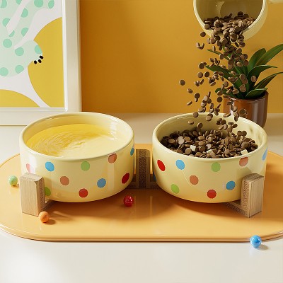 Colorful Polka Dot Ceramic Pet Bowl