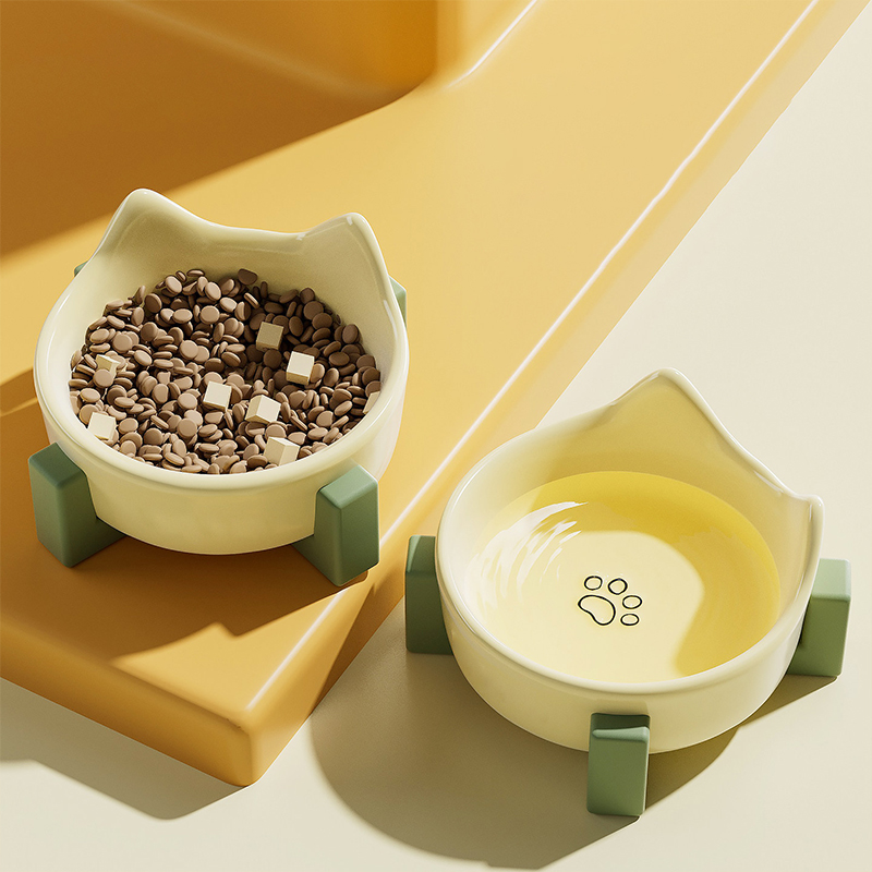 Cat Ear Shaped Ceramic Pet Bowl