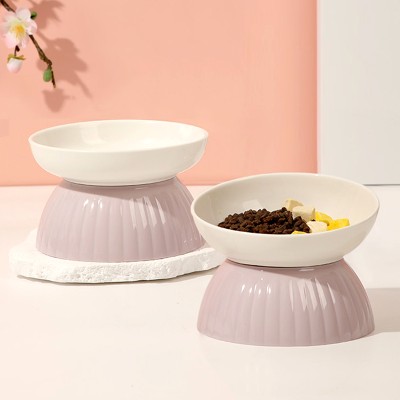 Striped Ceramic Pet Bowl