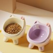 Large Diameter Bow Shaped Ceramic Cat Bowl