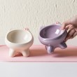 Large Diameter Bow Shaped Ceramic Cat Bowl