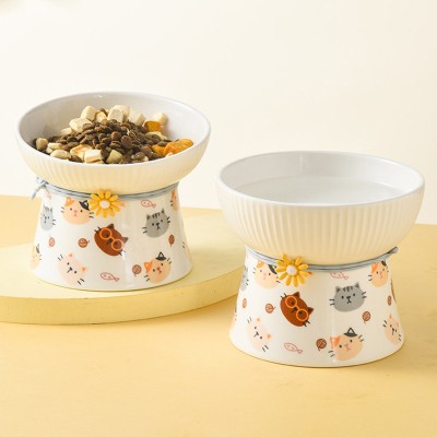 Tall Ceramic Cat Bowl