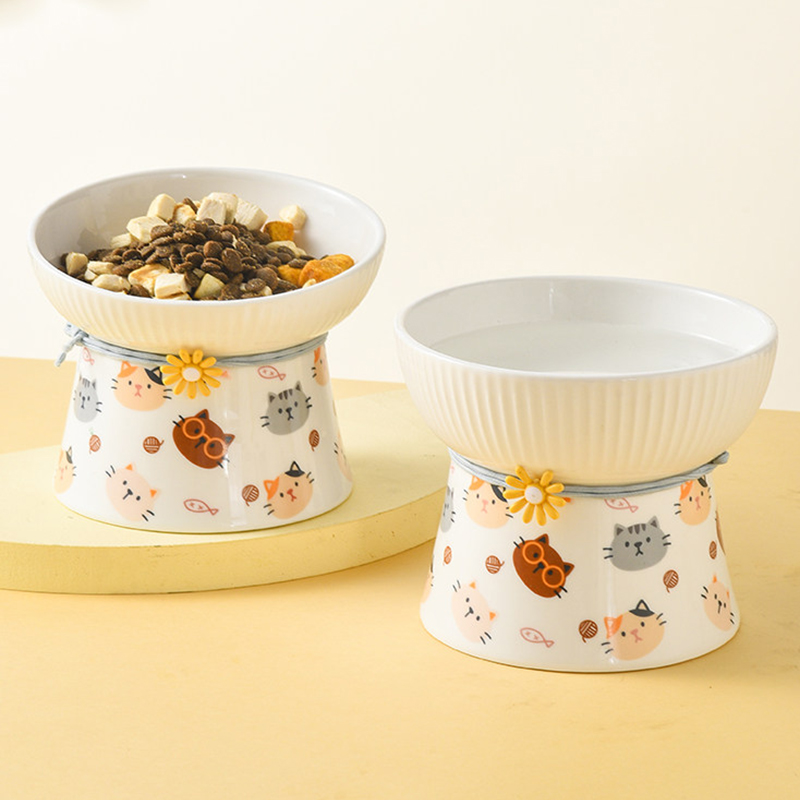 Tall Ceramic Cat Bowl