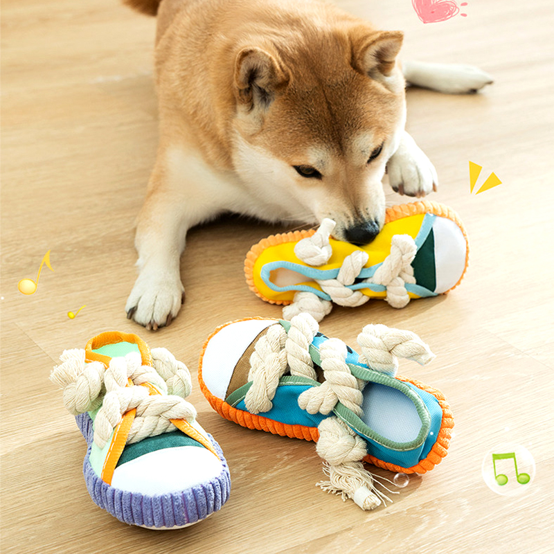 Squeaky Dog Slippers Toy