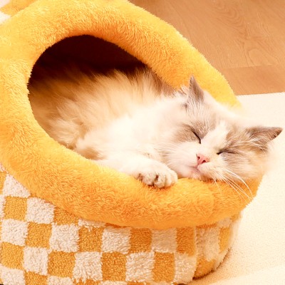 Color Blocked Checkered Handheld Cat Bed