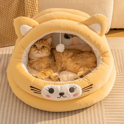 Semi Enclosed Warm and Soft Cat Bed