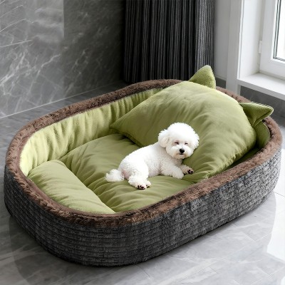 Oval Flannel Dog Bed
