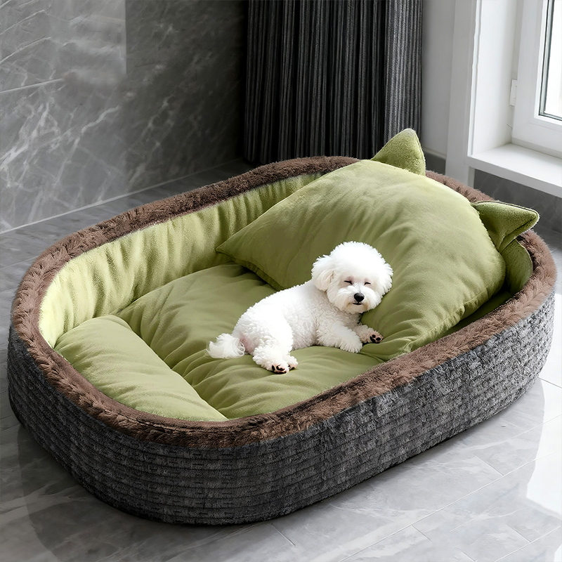 Oval Flannel Dog Bed