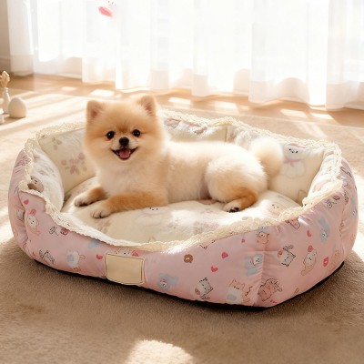 Lace Trimmed Fleece Lined Pet Bed